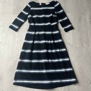 BODEN Alma Ottoman Black and Grey Midi Dress Sz 6R